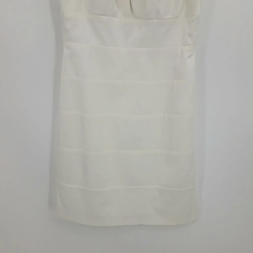 Vtg 90s LWD Satin Dress Sz 10 White Exposed‎ Zipper Bachelorette Bridal Shower
